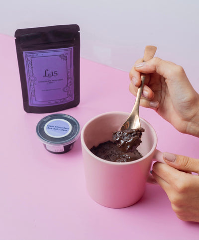 Chocolate Mug Cake Mix with Dark Chocolate and Sea Salt Glaze